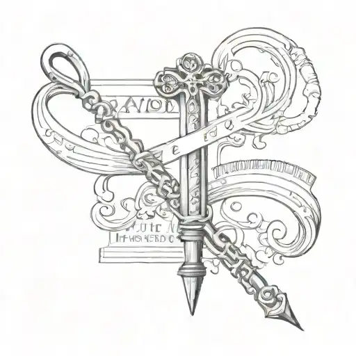 An opened safety pin, a semi colon, the Roman numerals 16 and the full bible verse of Mathew 5:14 tattoo design idea