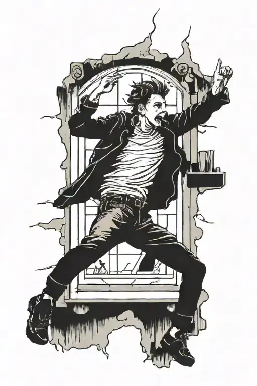 boys don't cry, boys jump out of windows tattoo design idea