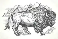 bison with mountains behind it tattoo design idea