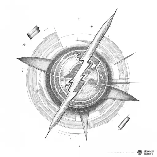 bolts with planet with screws tattoo design idea
