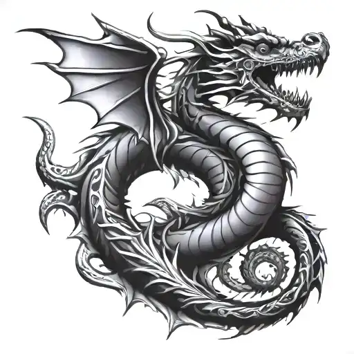 dragon tattoo on the bicep area that looks like a bracelet tattoo design idea