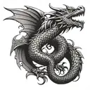dragon tattoo on the bicep area that looks like a bracelet tattoo design idea