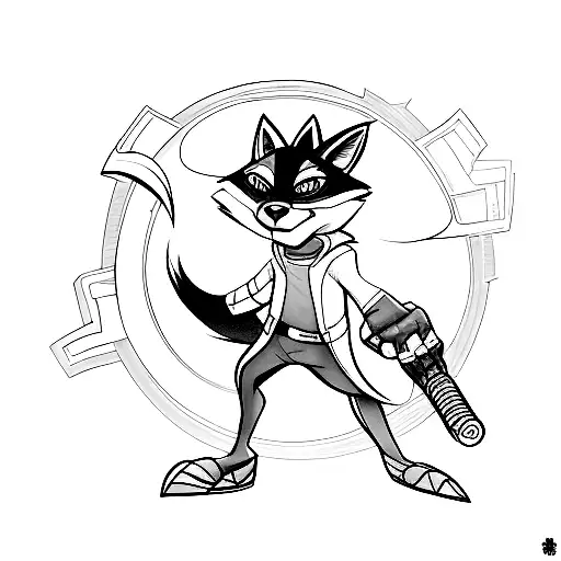 Sly Cooper 2 characters in a group portrait tattoo design idea