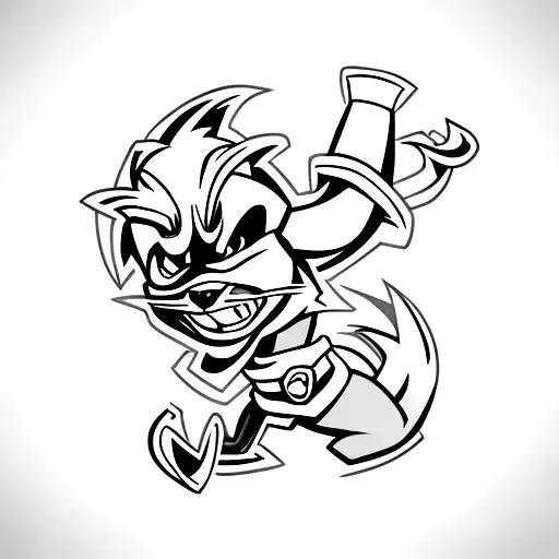 Sly Cooper 2 logo integrated with a sly mask tattoo design idea
