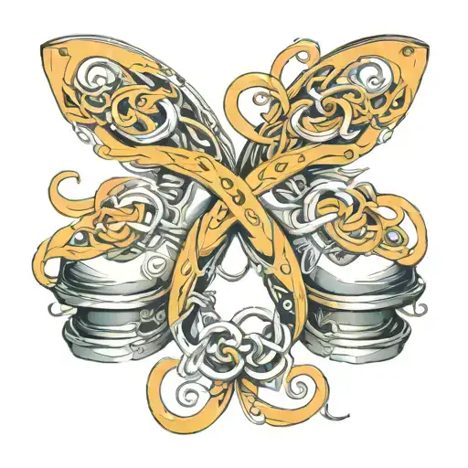 infinity sign made of figure skates transforming tattoo design idea