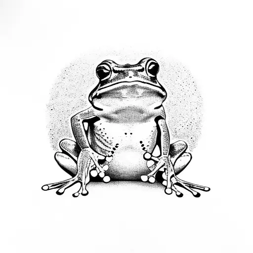 frog in the water well tattoo design idea