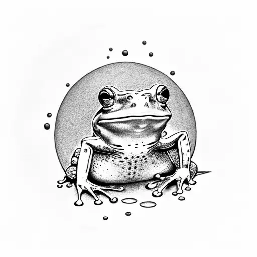 frog looking at the sky from the bottom of the water well tattoo design idea