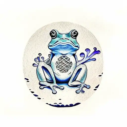 frog in the water well tattoo design idea