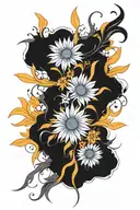 daisy marigold lily tattoo design idea