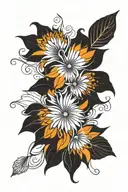 daisy marigold lily tattoo design idea