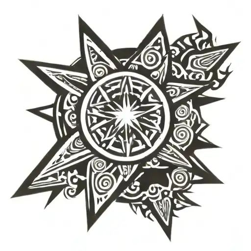 3 stars and the sun Filipino tribal tattoo design idea