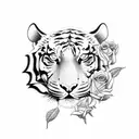 Tiger with roses tattoo design idea