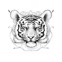 Tiger with roses tattoo design idea