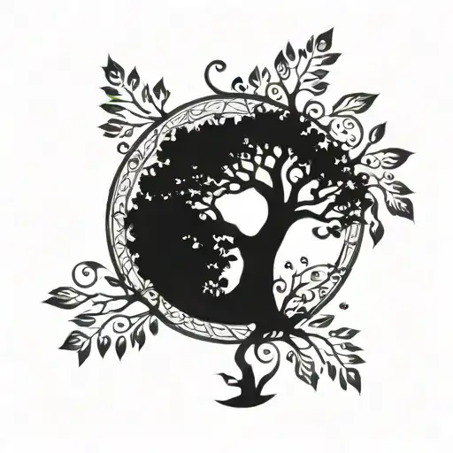 tree of life falling leaves tattoo design idea