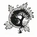 tree of life falling leaves tattoo design idea