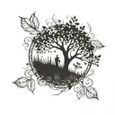 tree of life falling leaves tattoo design idea