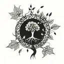 tree of life falling leaves tattoo design idea