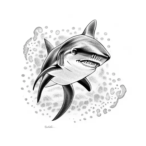 Blue eye shark tattoo design idea