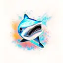 Blue eye shark tattoo design idea