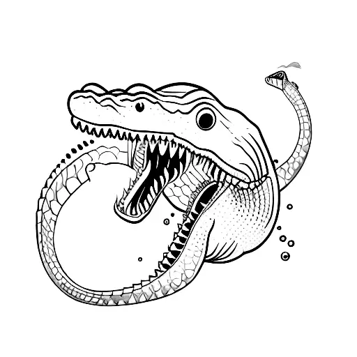 long crocodile with open mouth tattoo design idea