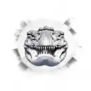 crocodile body with open mouth tattoo design idea