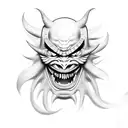 mascara oni com elemento sol  tattoo design idea