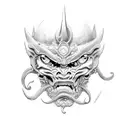 mascara oni com elemento sol  tattoo design idea