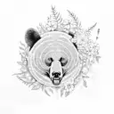 Formosan black bear surrounded by edelweiss flowers and silver ferns  tattoo design idea
