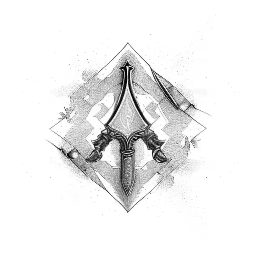 sword, black energy effects tattoo design idea