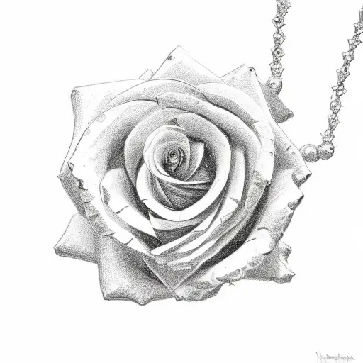 roses, fibonacci, and pearl necklace tattoo design idea