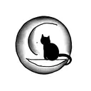 Moon and cat tattoo design idea
