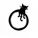 Moon and cat tattoo design idea