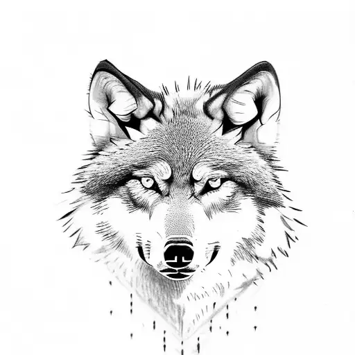gray wolf with red eye tattoo design idea