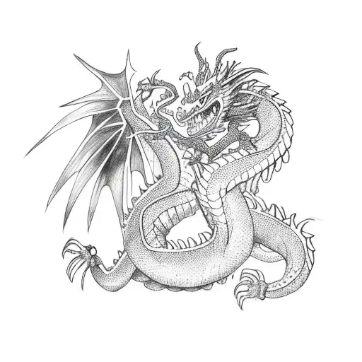 dragon wrapped around a palm tree tattoo design idea