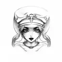 siren with sailor hat tattoo design idea