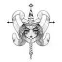 siren with sailor hat tattoo design idea