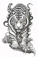 bloody cursed tiger walking tattoo design idea