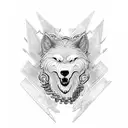 Fenrir and jormungander with chains tattoo design idea