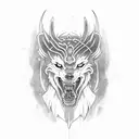 Fenrir and jormungander with chains tattoo design idea