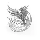 Phoenix with algiz rune tattoo design idea