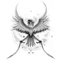 Phoenix with algiz rune tattoo design idea