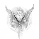 Phoenix with algiz rune tattoo design idea