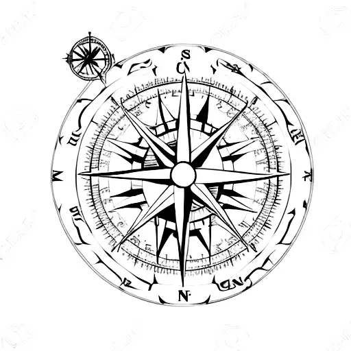 Compass with a hiking trail as the needle tattoo design idea
