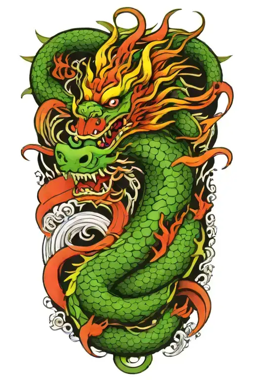 green dragon and air tattoo design idea