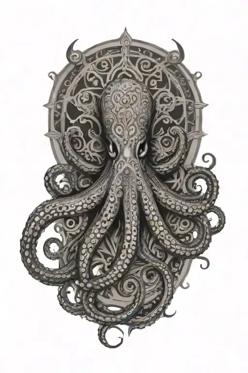 mandala octopus wrapped tattoo design idea