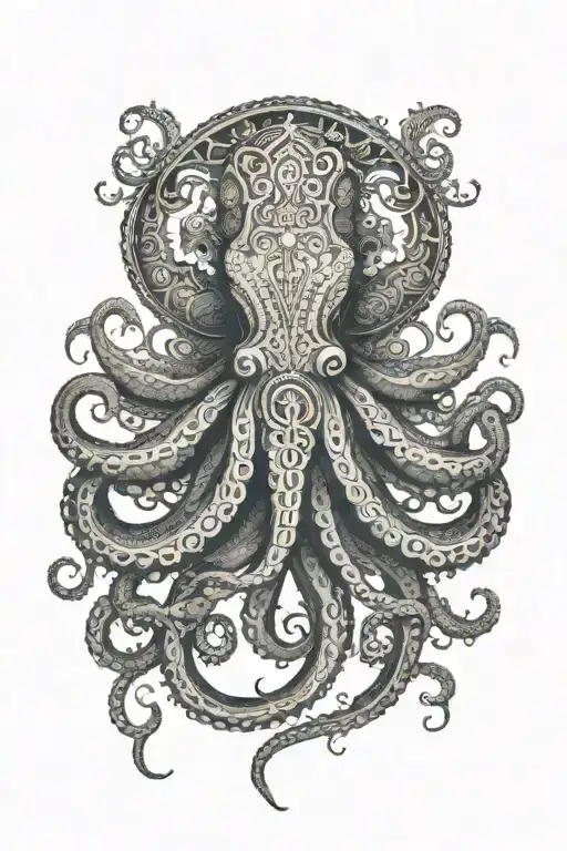mandala octopus wrapped tattoo design idea