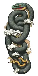 snake and japanese clouds  tattoo design idea