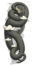 snake and japanese clouds  tattoo design idea