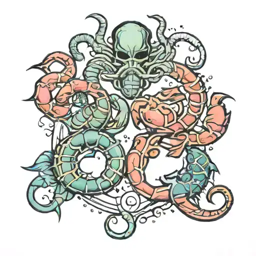 cancer and scorpio zodiac sign tattoo design idea