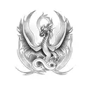 a phoenix-dragon hybrid tattoo design idea